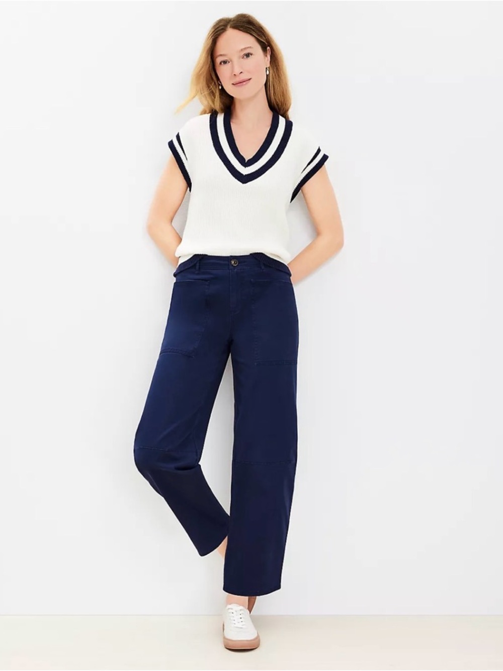 Loft Barrel Pants in Twill | Navy | Size 10